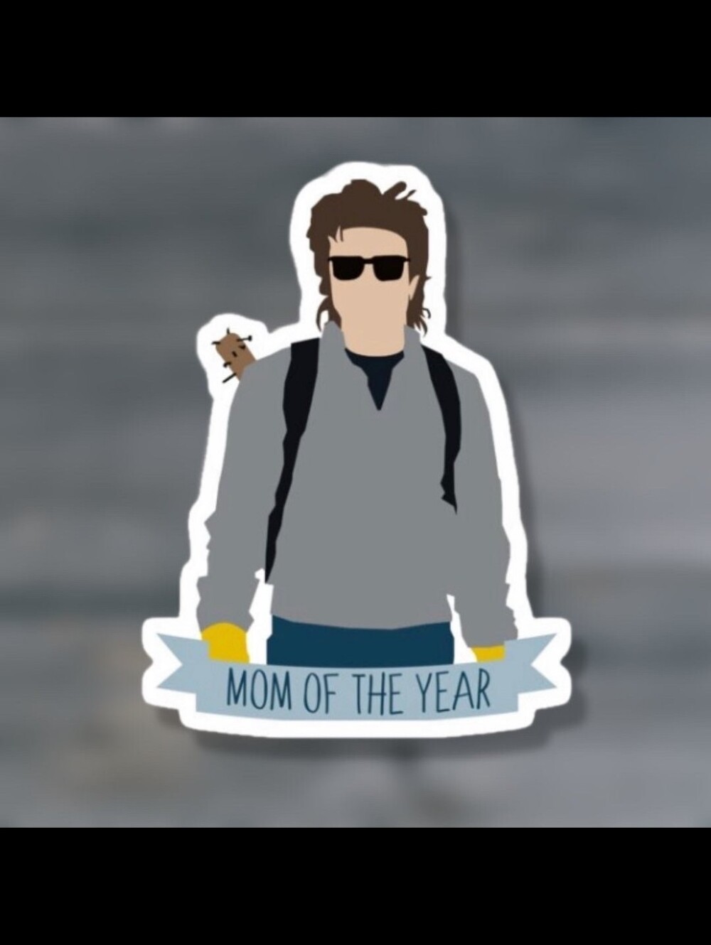 Mom of the Year Sticker — Illustrated Person with Sunglasses Stranger Things